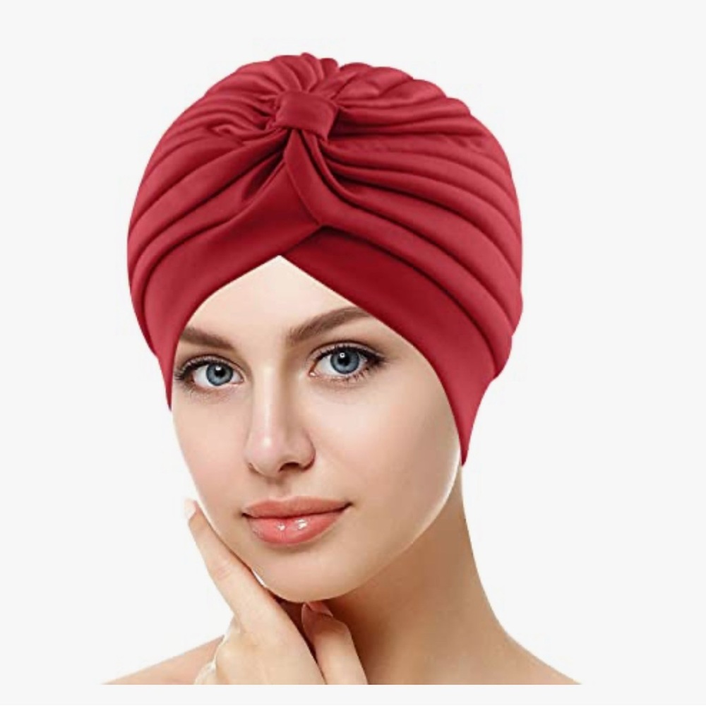 Burgundy Red  Headpiece/Turban Pleated Hat